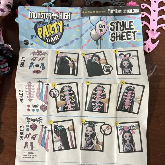 Monster High Draculaura Party Hair 2016 Doll Daughter of Dracula w/ Outfit Shoes - Picture 12 of 12